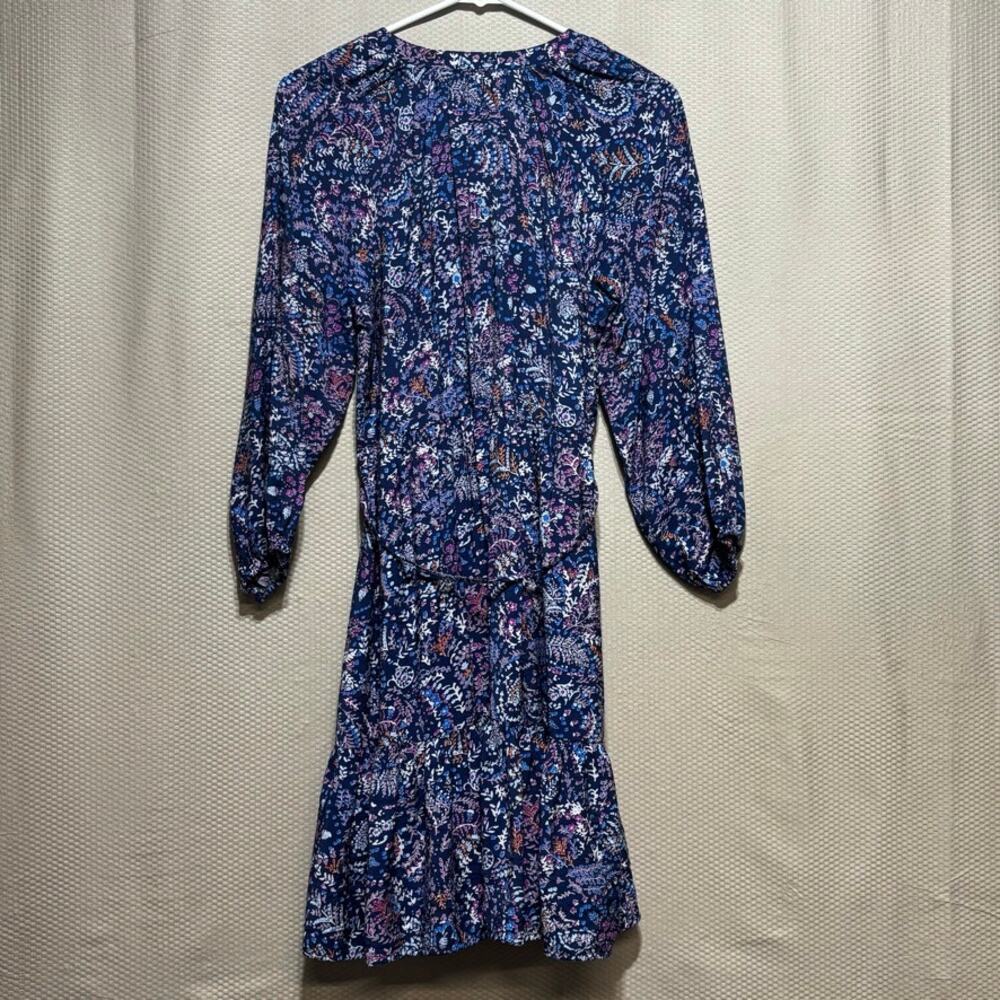 Sonoma Goods For Life Women's Small Navy Floral V-Neck Tie Waist Dress Boho - Picture 9 of 9